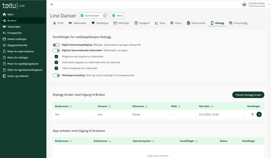 Innstillinger for app