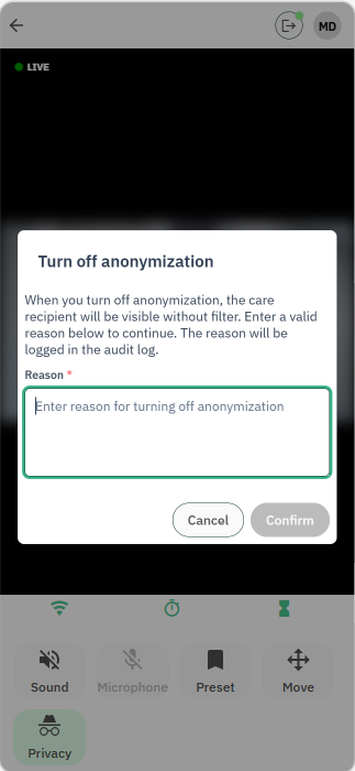 Add a reason to turn off anonymization