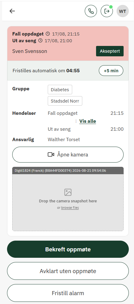 Varsling kun til ansvarlig tjenesteutøver som håndterer alarmen2