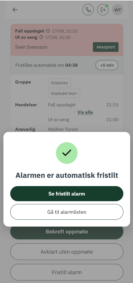 Varsling kun til ansvarlig tjenesteutøver som håndterer alarmen3