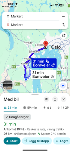 Avstand til tjenestemottaker ved alarm 2